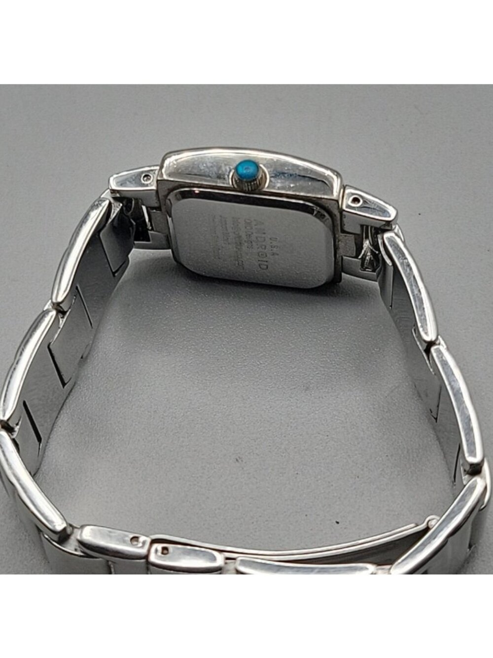 Vintage Android USA OKO Designs Square Silver Tone Women's Watch 22mm 6.5" 1990s - Picture 11 of 16